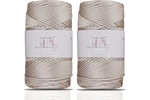 Makromecity, 2 Skeins of Polyester Macrame Cord 2mm x 250 Yards (750 feet) 2mm Polypropylene Macrame Cord for Macrame Art & Crafts for Wall Hangings, Bags, Underplate, Rug (29 Colors Available)