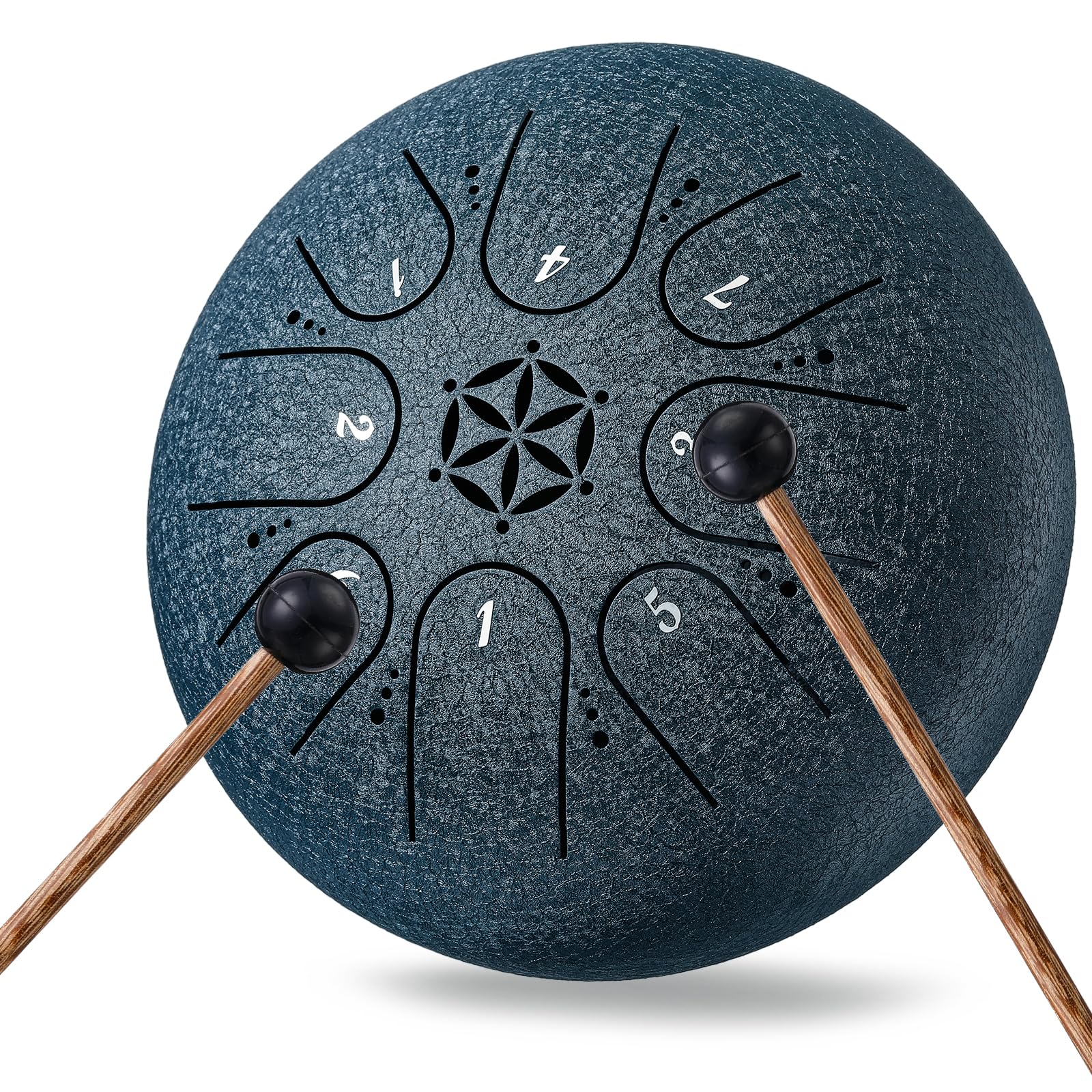Steel Tongue Drum Hand Drums: 6 Inch 8 Notes Metal Musical Instruments, Music Gifts for Family Friends (Navy)