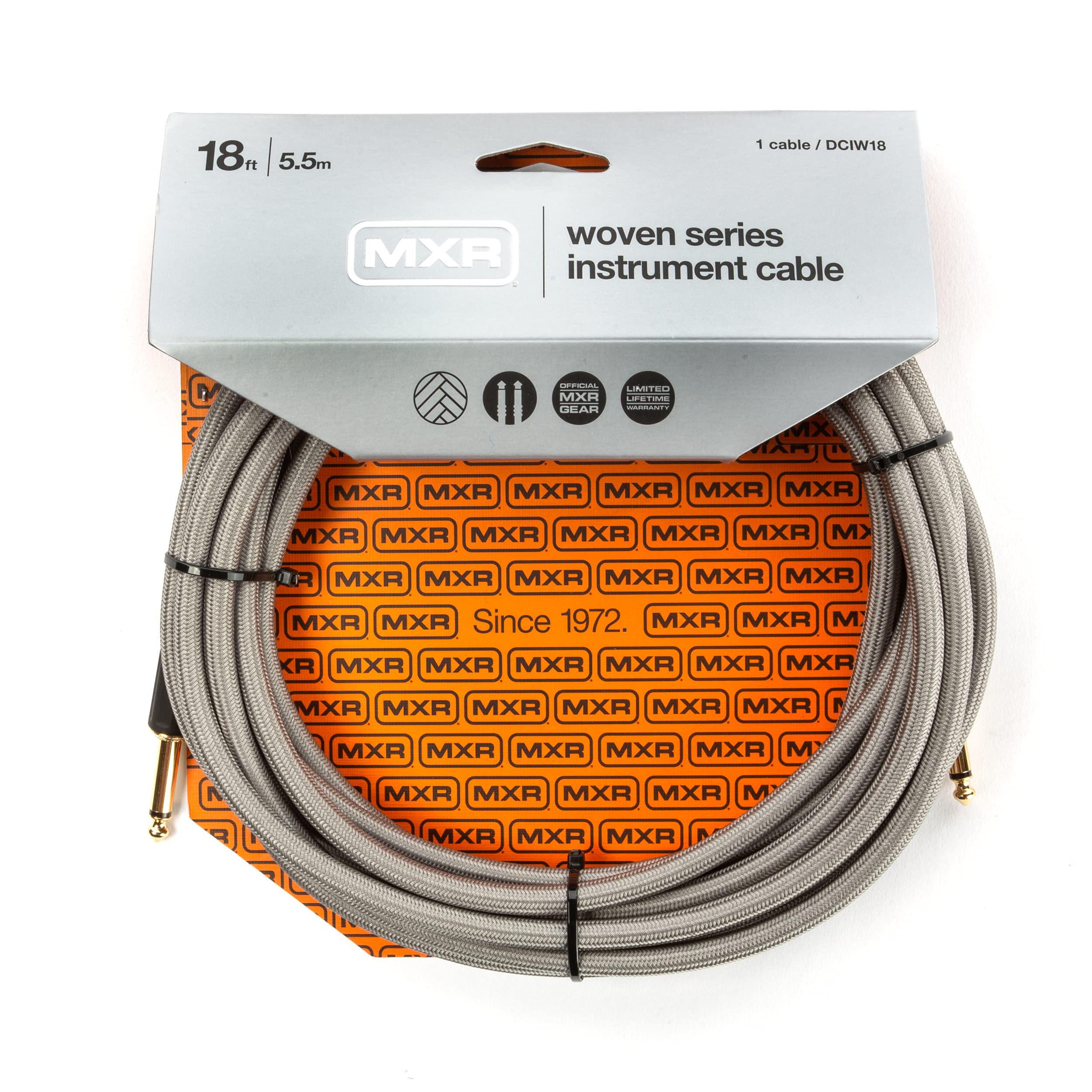 MXR DCIW18 Cable - 18ft - 5.5m - Woven Silver Instrument Cable