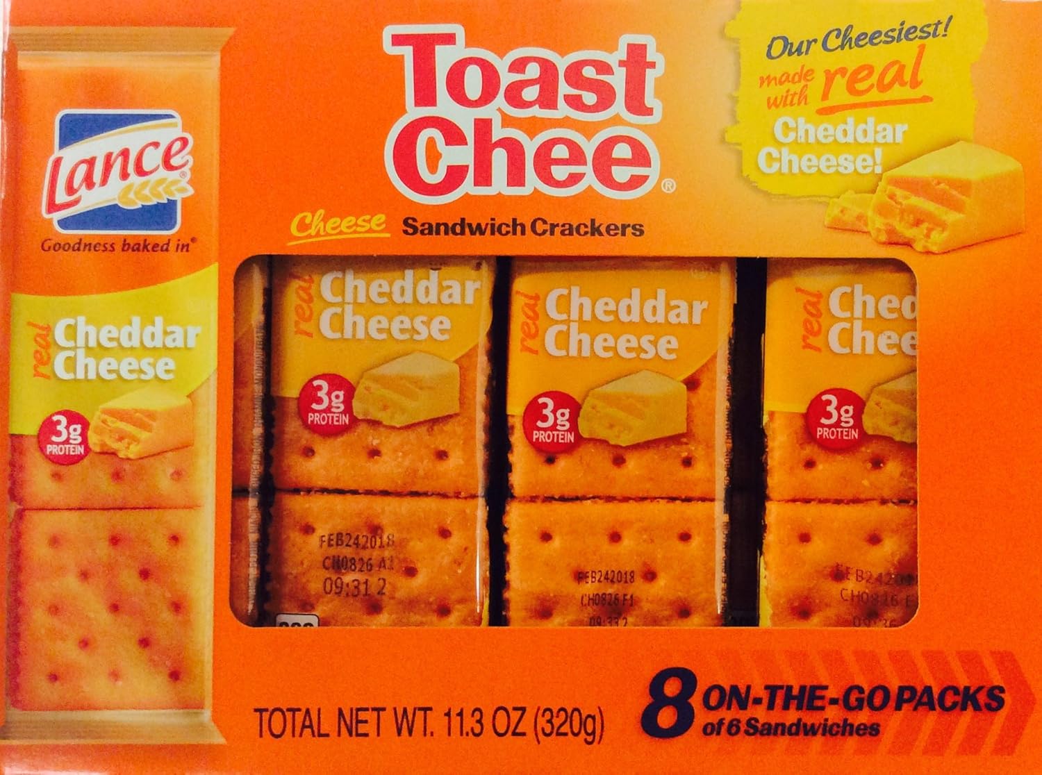 Lance Toast Chee Cheddar Cheese Sandwich Crackers 8 OnThe