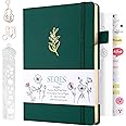 SeQeS A5 Bullet Dotted Journal Notebook | 160gsm Thick Bleedproof Paper, Lay Flat Binding, 160 Numbered Pages | Hard Cover Dot Grid Notebook/Bullet Journals for Creatives, Students & Professionals-olive