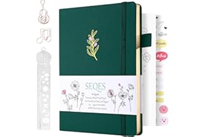 SeQeS Bullet Dotted Journal - A5 Dot Grid Notebook with pages number,160gsm Bleedproof Paper,Gold edge and Fabric Hardcover for Personal Organizers,Bullet Journals, and journaling