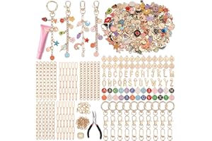 SELIZO 500Pcs Charms Lip Gloss Keychain Making Kit, DIY Craft Supplies with Charms, Key Chain Hooks, Jump Rings, Lobster Clasps, Chains & Tools, Jewelry Making Kit for Custom Keychains, Christmas Gifts