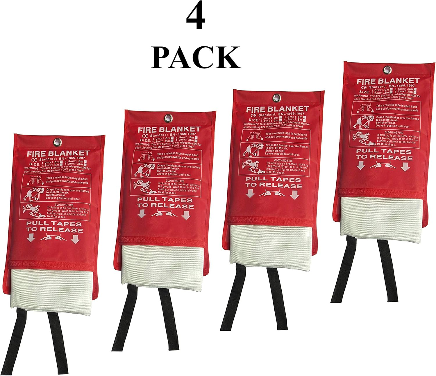 Tonyko Emergency Fire Blankets, Flame Retardant Protection and Heat Insulation Designed for Kitchen,Fireplace,Grill,Car,Camping(White（4PACK）)