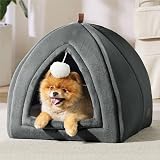 Bedsure Cat Cave Bed Indoor Large Flannel Hooded Igloo 44x44x44cm Dark Grey view 5