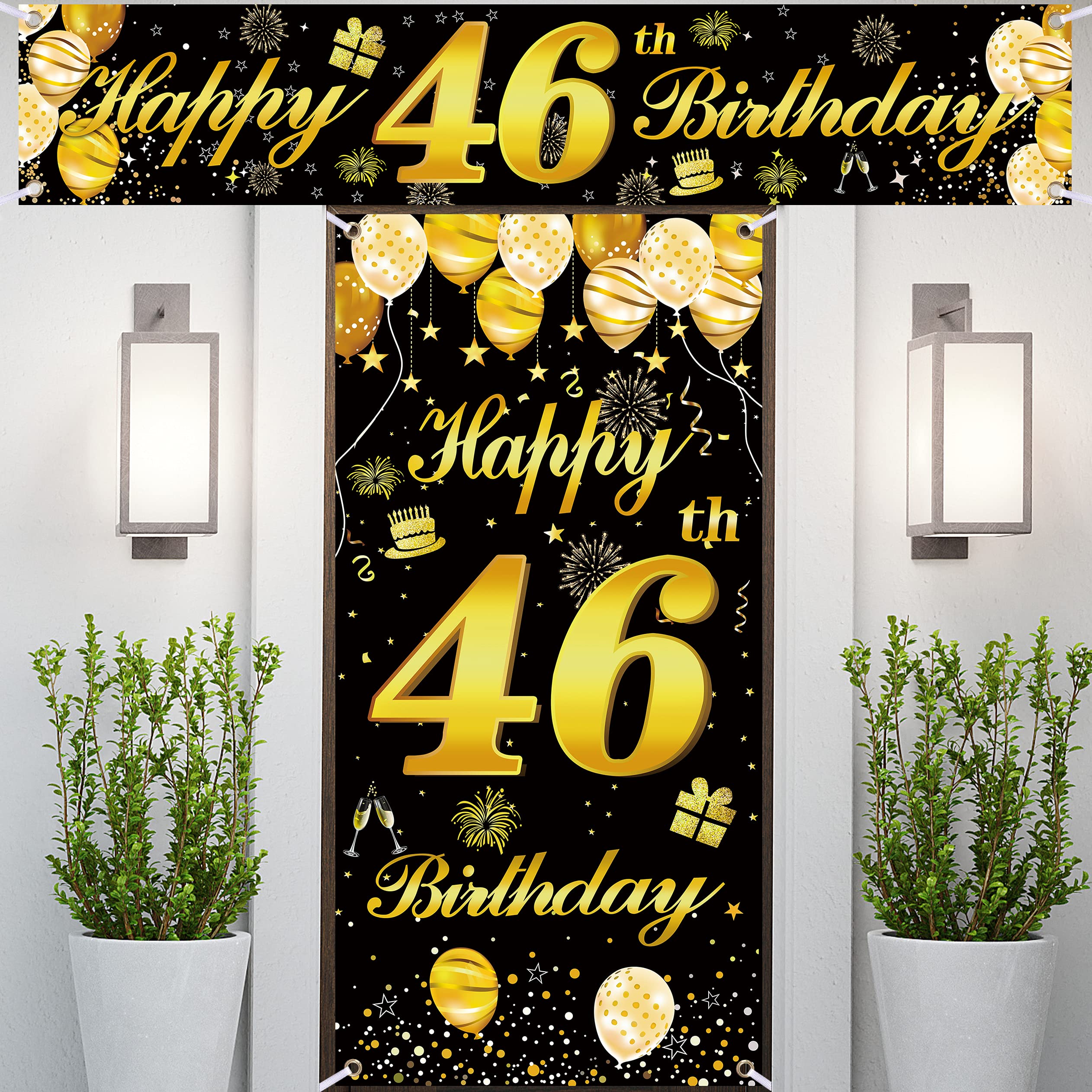 46th Happy Birthday Door Banner IMISI Birthday Decorations Birthday Backdrop Decorations for a Party
