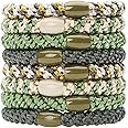 L. Erickson Grab & Go Pony - Cadet - 8 Pack Ponytail Holder Hair Ties - Green Camo Mix