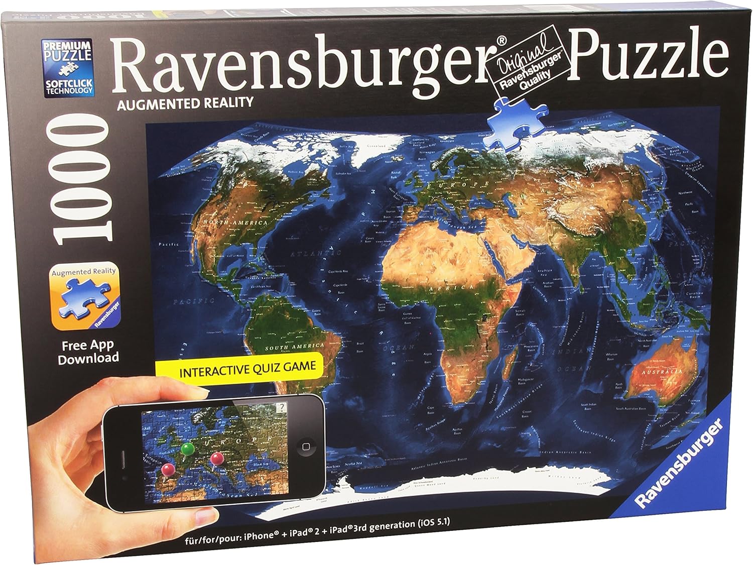 Ravensburger Augmented Reality World Map Puzzle (1000 Pieces) Amazon