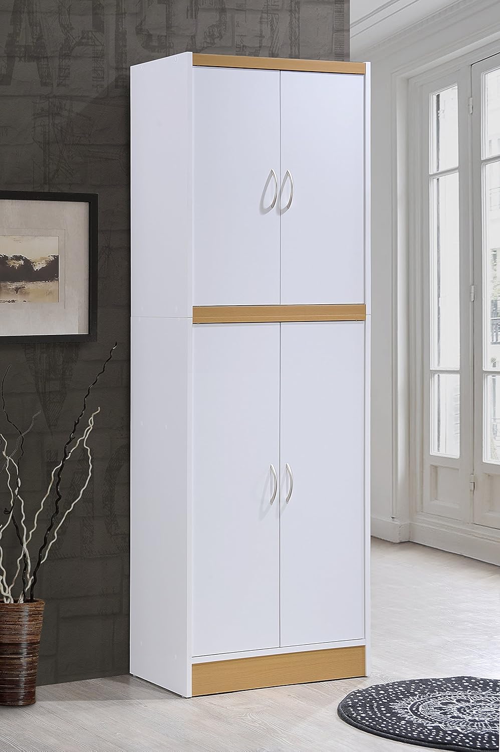 Amazon Com Hodedah 4 Door Kitchen Pantry With Four Shelves White