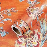 LACHEERY 17.5"x276" Orange Vintage Floral Peel and Stick Wallpaper Boho Floral Wallpaper Peel and Stick Vintage Flower Contact Paper for Walls Cabinets Drawers Bathroom Accent Wall Paper Waterproof