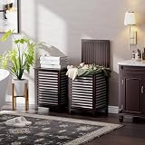 SMIBUY Double Laundry Hamper 120L Bamboo with Lid 2-Compartment Sorter view 2