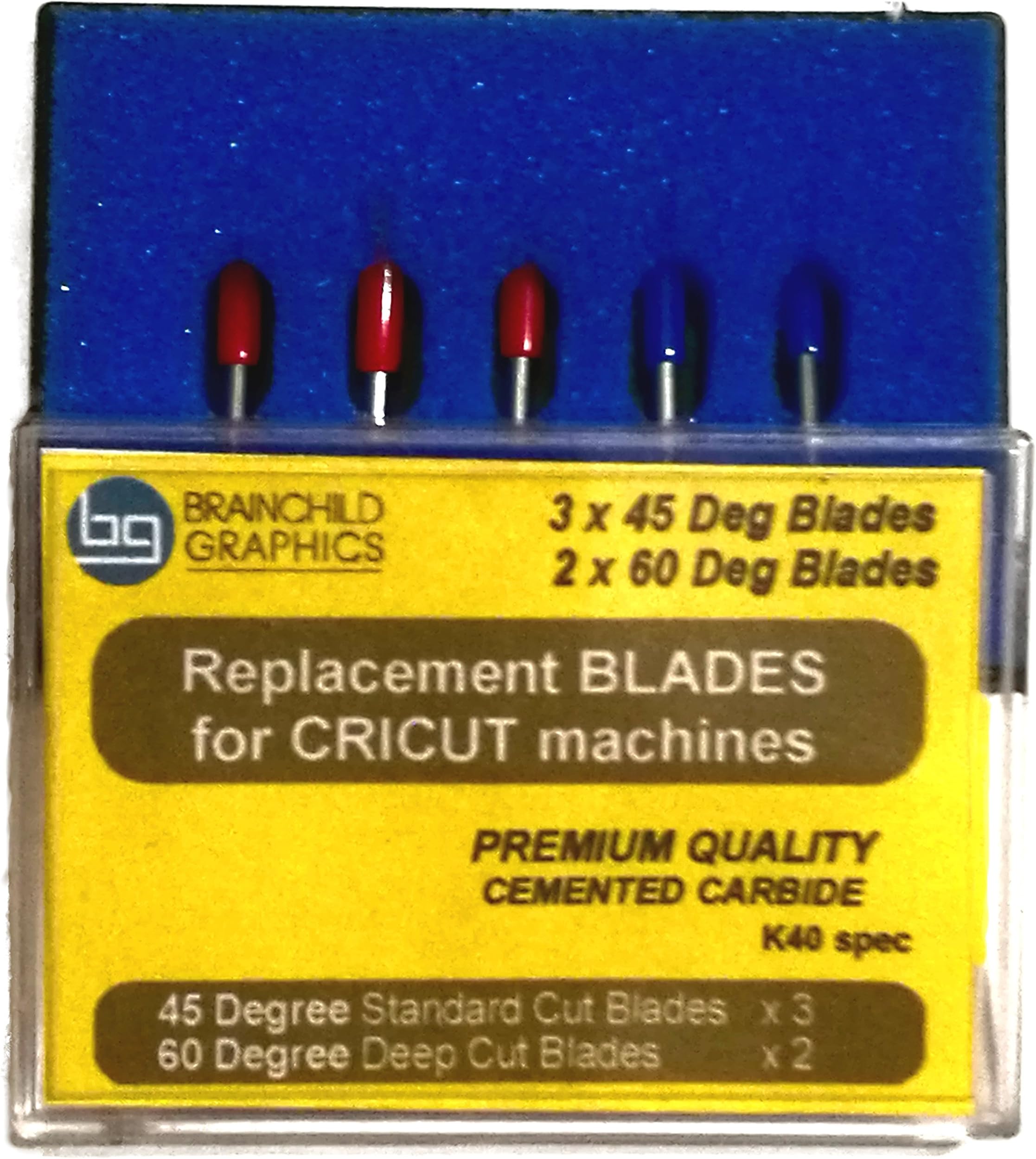 Replacements for Cricut Blades. Combo Pack 60 deg and 45 deg Quality Carbide Blades. Pack of 5