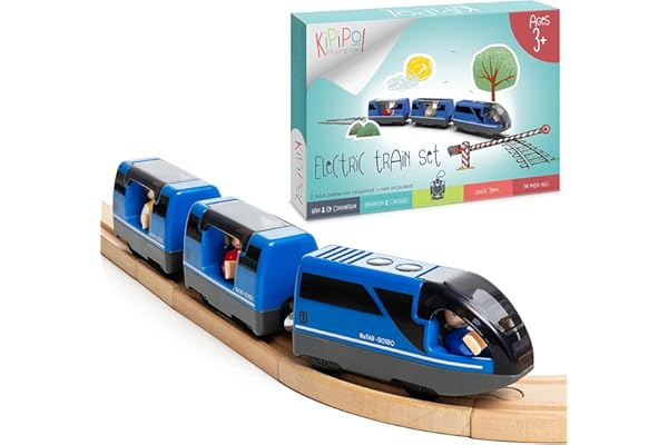 Kipipol Battery Operated Action Locomotive Toy Train Set for Wooden Tracks, (Magnetic)-Compatible with Thomas The Train Toys,