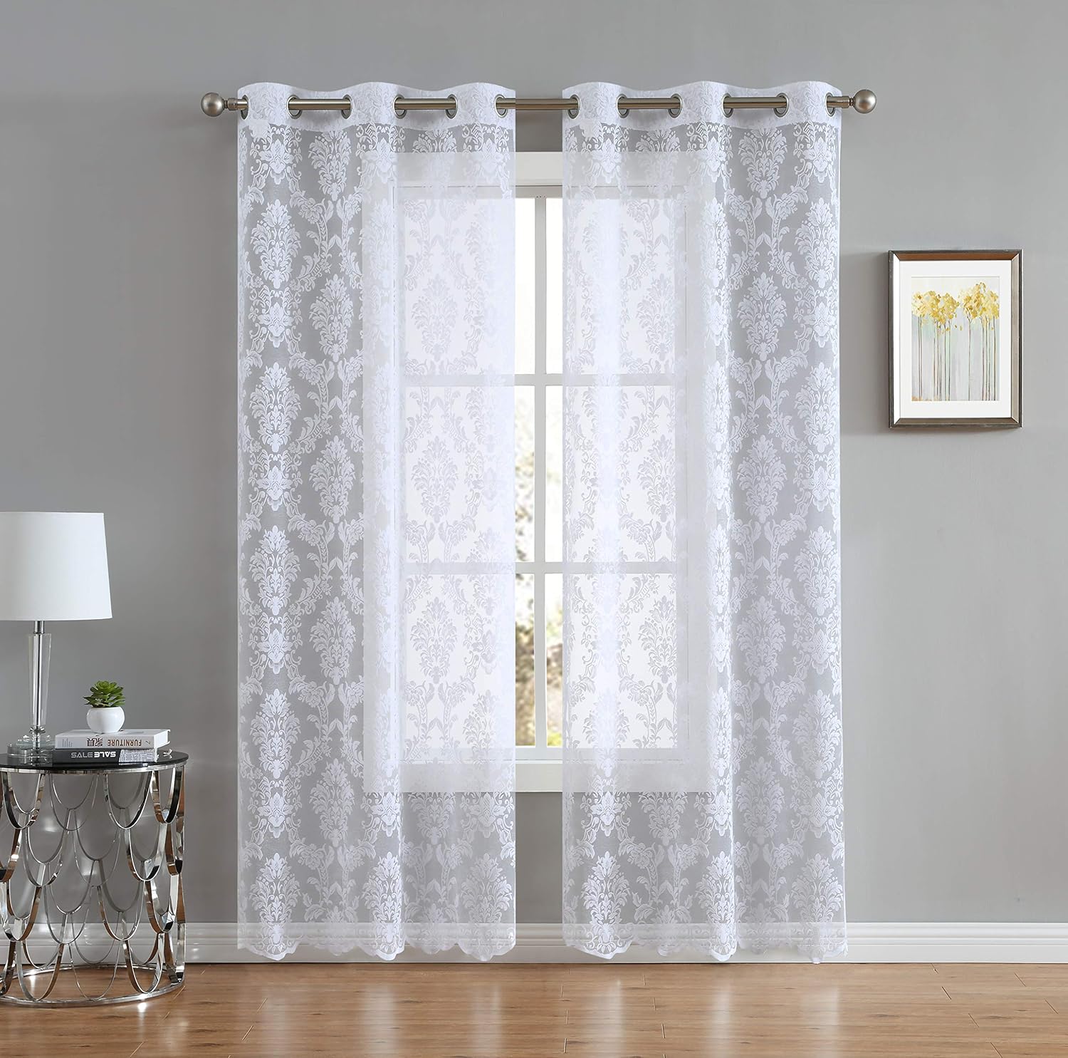 Amazon Com Linenzone Lisa Knitted Lace Curtain Medallion Design