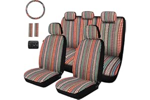 ENOGE Baja Saddle Blanket Seat Covers Full Set Breathable Boho Car Seat Covers Universal Fit for Cars SUV Truck Vans (Baja Flower, Full Set)
