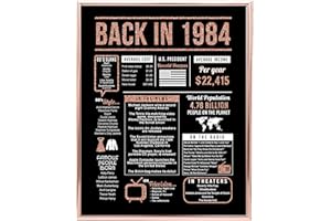 Katie Doodle - 40th Birthday Decorations Women - 40th Birthday Gifts Women - 40 Birthday Decorations for Women - 40 Year Old Birthday Gifts for Women - 8x10 inch Back-in 1984 Sign (Unframed) Rose Gold