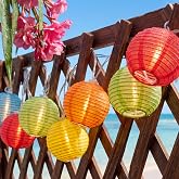 Xingzd 8.5Ft 10 LED Waterproof Lantern String Lights Plug in, Summer Decor | Multicolor Nylon Lantern Fairy Lights Outdoor, Connectable, Hanging Patio Lights for Hawaiian Camping Tent Holiday Garden