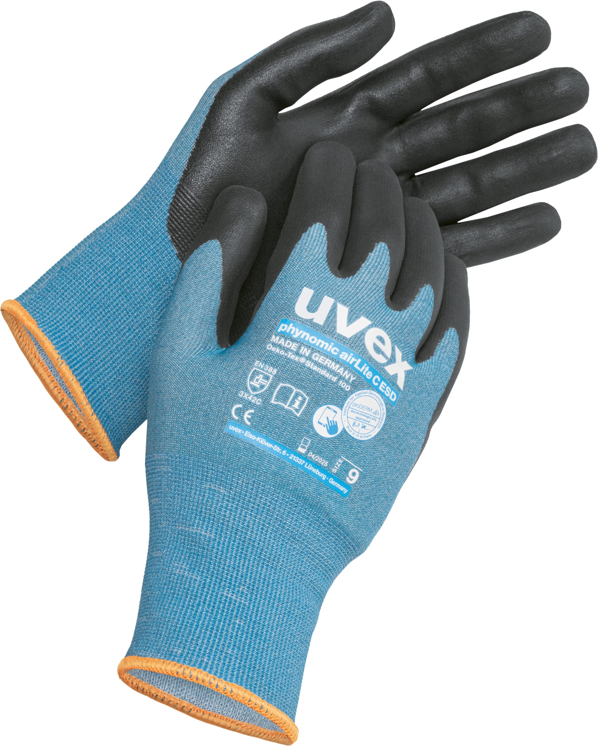 Uvex C ESD, Light Blue/Black, 09/L, 1 Pair