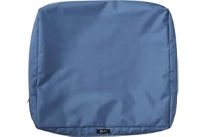 Classic Accessories Ravenna Water-Resistant 21 x 20 x 4 Inch Outdoor Back Cushion Slip Cover, Patio Furniture Cushion Cover, Empire Blue, Patio Furniture Cushion Covers
