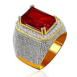 Uloveido Men Yellow Gold Plated Emerald Cut