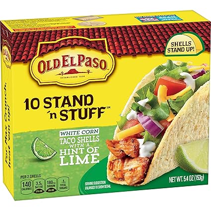 Amazon Com Old El Paso Taco Shells Stand N Stuff White Corn With Hint Of Lime 10 Shells 5 4 Oz Grocery Gourmet Food