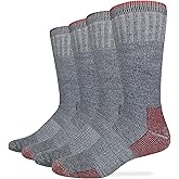 Carolina Ultimate Mens Merino Wool Blend Work Boot Socks 4 Pair Pack (as1, alpha, l, regular, regular, Black/Red, Large)