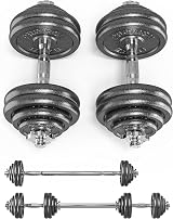 PROIRON 30kg Adjustable Dumbbells Cast Iron Set with Bar Attachment view 1