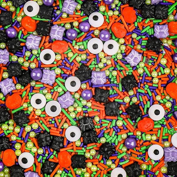 HALLOWEEN SPRINKLES, CANDY EYES PUMPKIN SPIDER SPRINKLES, 130G/4.6OZ...