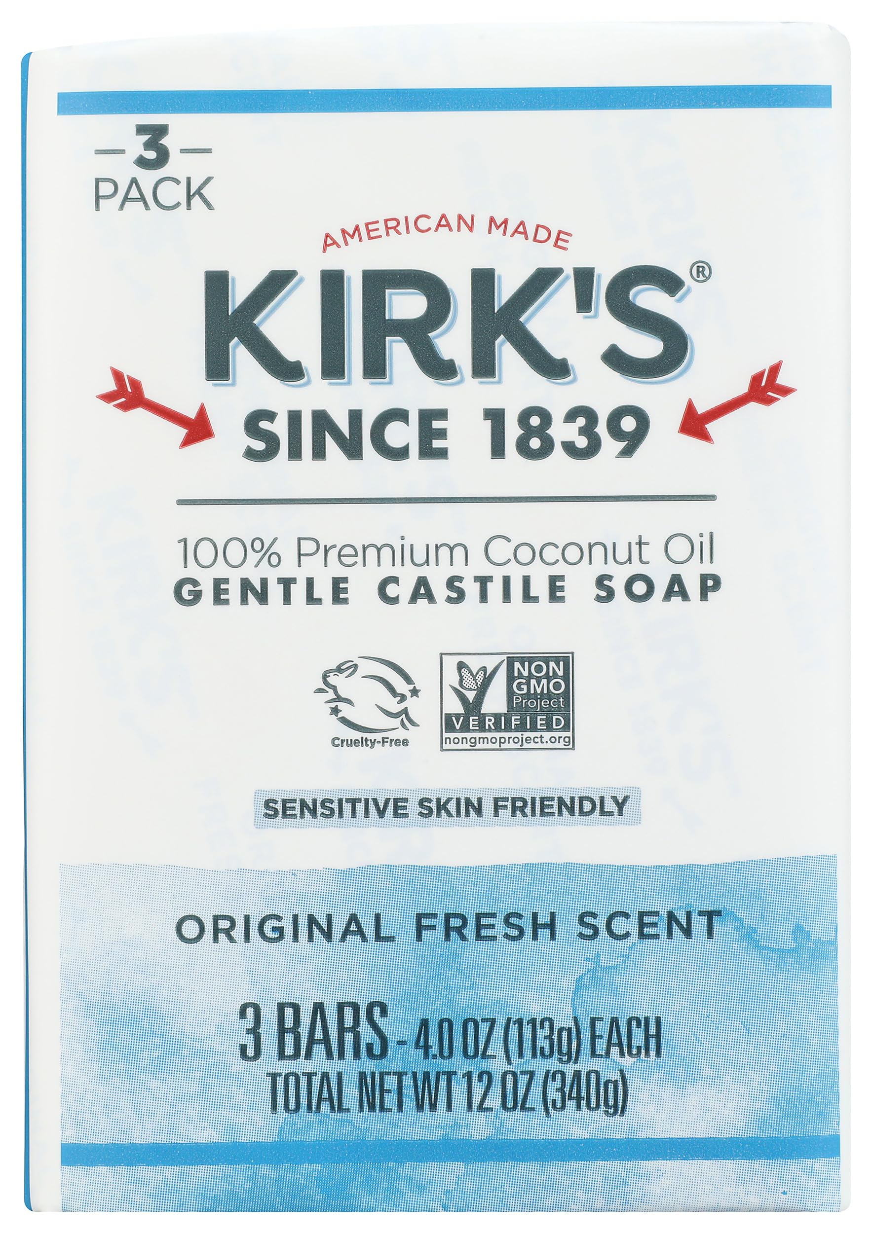 Kirk's Natural Original Castile Soap 113g (Pack of 3)