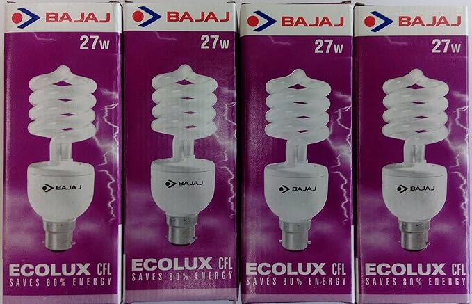 Bajaj CFL Glass Spiral (White, 27.00 W) -Pack of 4 pcs