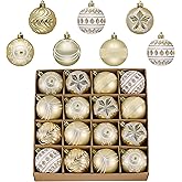Valery Madelyn Ornaments for Christmas Tree Decorations, 16ct 2.36 Inches White and Gold Shatterproof Christmas Ornaments Set Bulk, Luxury Hanging Decor for Xmas Party Holiday