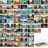 SHOXREM National Parks Theme Postcard Set: Horizontal Vintage Travel Posters Wall Decoration - 63 Abstract U.S. Parks Illustrations, 6" W x 4" H