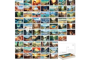 SHOXREM National Parks Theme Postcard Set: Horizontal Vintage Travel Posters Wall Decoration - 63 Abstract U.S. Parks Illustrations, 6" W x 4" H