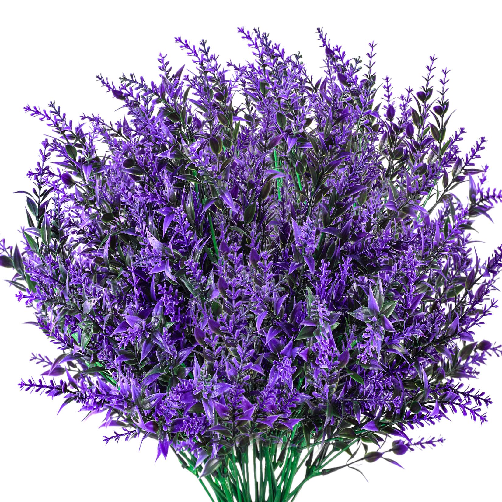 6 Pcs Artificial Lavender Flowers, Decorative Artificial Flowers, Plastic Artificial Plants Indoor and Outdoor, Faux Flowers UV Resistant for Home, Bedroom, Garden, Office, Grass, Table Deco(Purple)