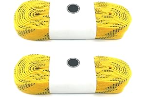 Silfrae Waxed Skate Hockey Laces, Sold in Two Pairs, Heavy Duty, Perfect for Hockey, Roller Derby, and Skates, and Boots, Multi-Size and Multi-Color Available. (Yellow, 96")
