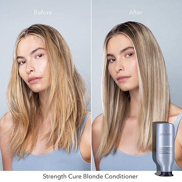 PUREOLOGY STRENGTH CURE BLONDE PURPLE CONDITIONER FOR BLONDE & LIGHTENED COLOR-TREATED HAIR, 9 FL OZ