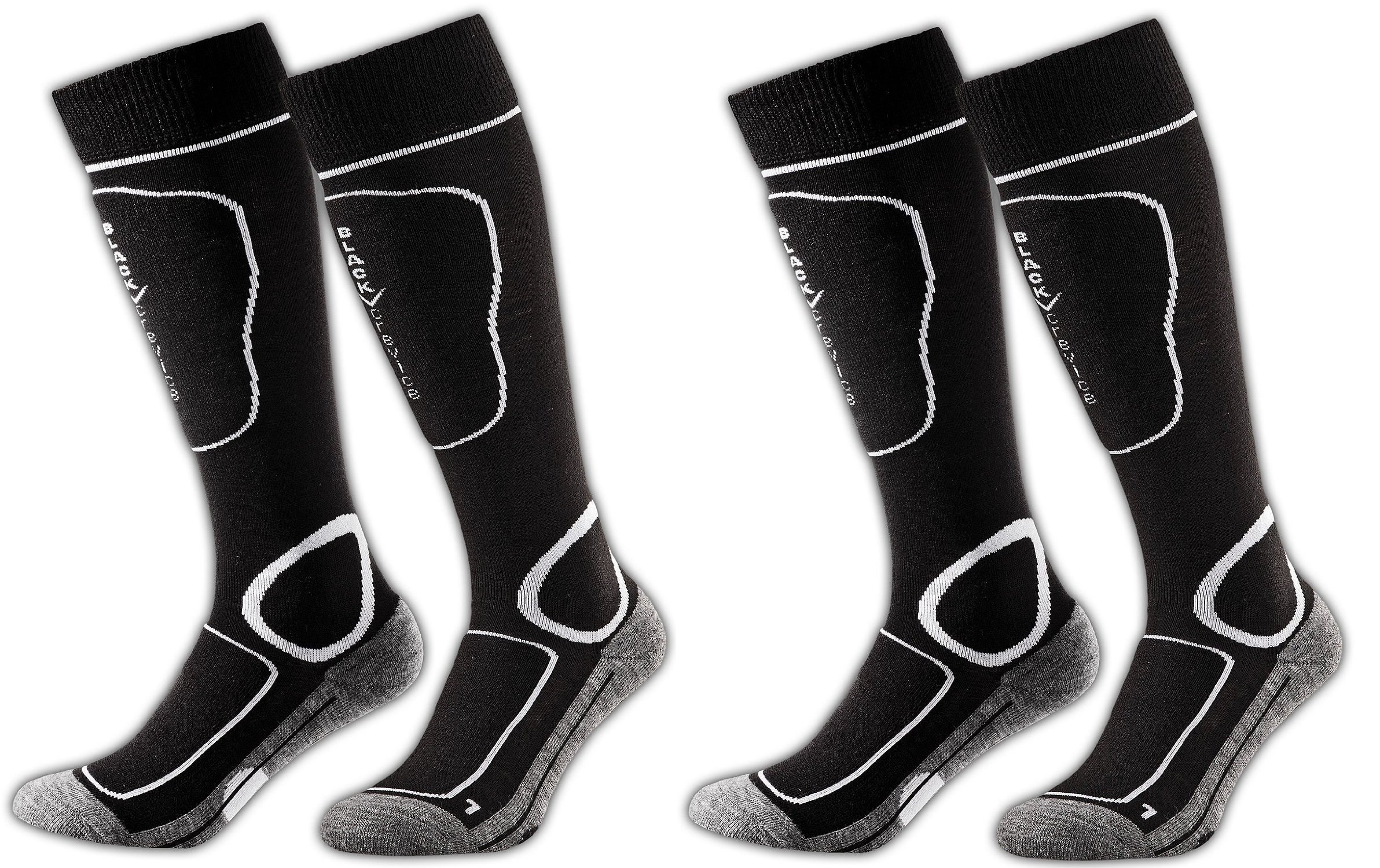 Black Crevice 2 Pairs Ski Snowboard Socks with Cushioning Function/Unisex / 2 Colours / 3 Sizes Multi-Coloured black/white Size:35-38