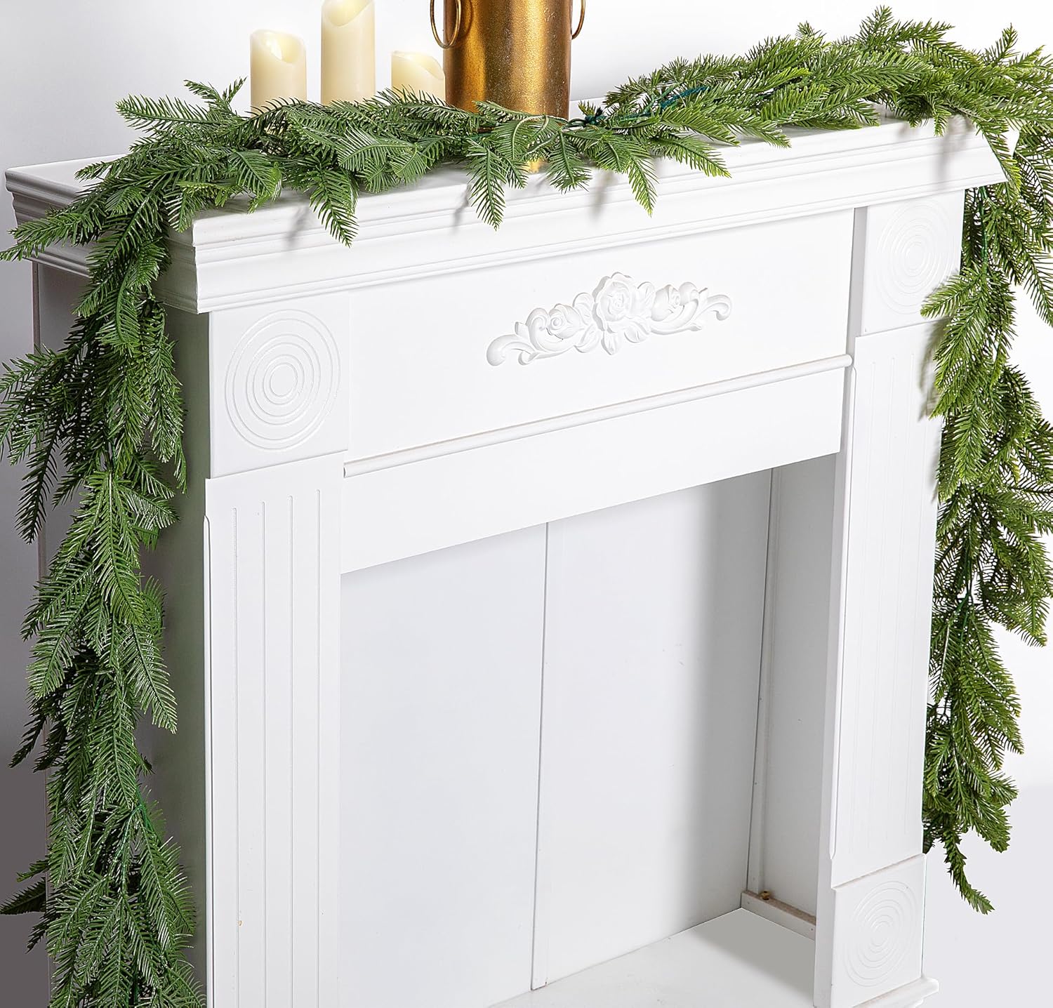 Wreaths, Garlands & Swags - 9.8 Ft Christmas Norfolk Pine Garland- 3 Fork Norfolk Pine Natural Touch Garland- Artificial Pine Greenery Garland for Christmas Table Fireplace Wall Home Decoration