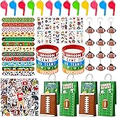 Fruitful Jewelry 122pcs Football Party Favors, Football Birthday Party Supplies Football Keychains Bags Bracelets Stickers Whistle Erasers etc Rugby Party Decorations