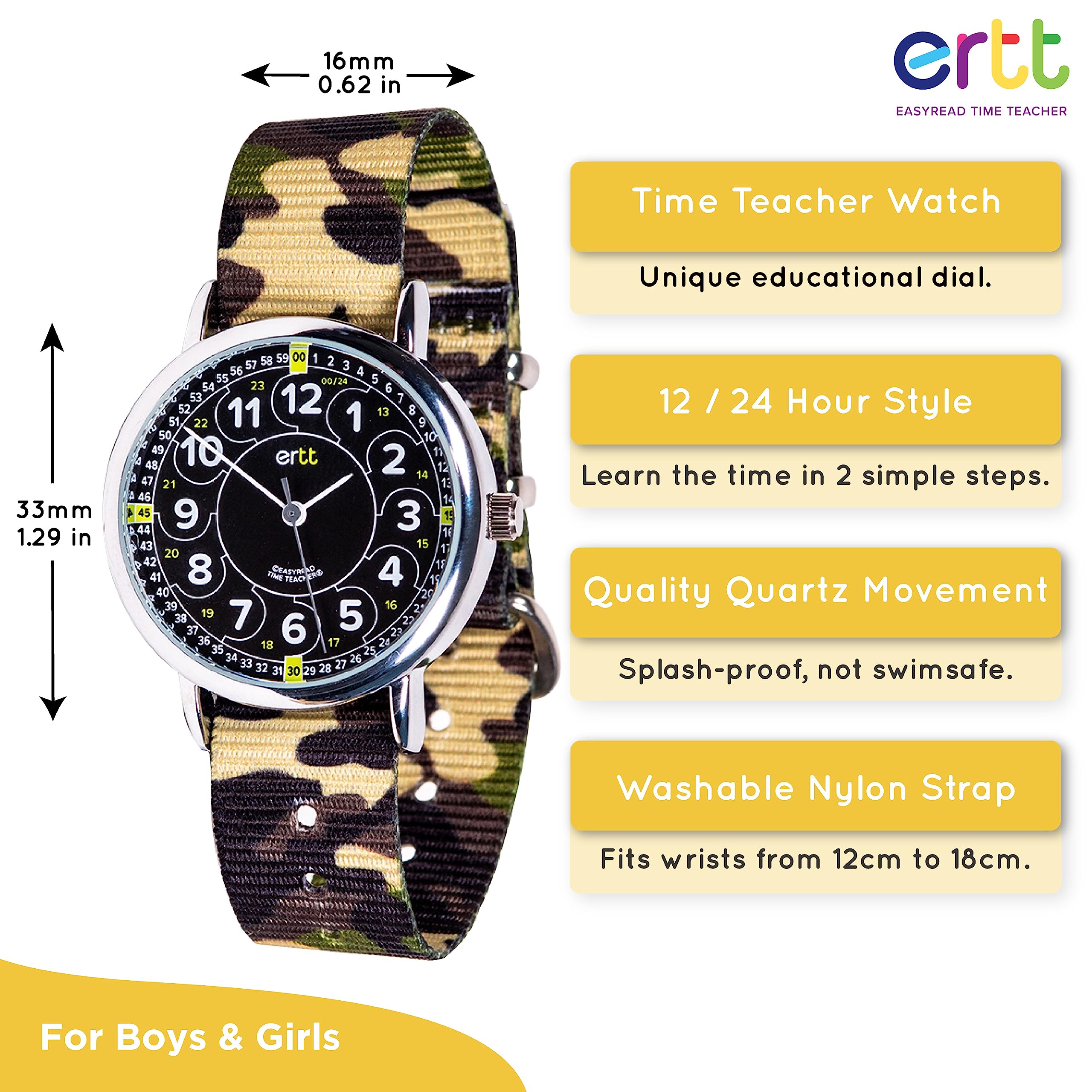 EasyRead Time Teacher - Teaching Watch For Kids - Boys & Girls Analog Watch - Kids Learning Watch - Learn to Tell The Time Wrist Watch For Kids - 2 Step Time Teacher Watch - 12-24 Hr Easy to Read Dial