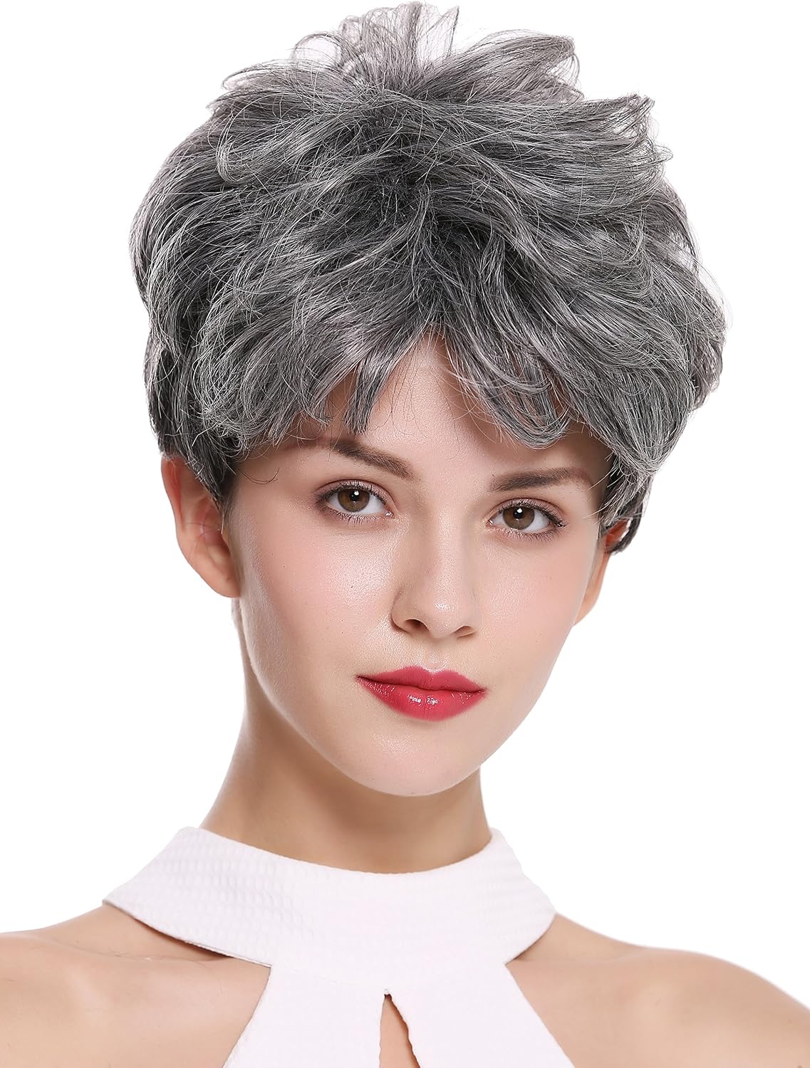 WIG ME UP - DW-2700-DF1202 Lady Quality Wig Short Voluminous teased wavy gray, Gray-black mix (DF1202), Length: approx. 25 cm - Image 3
