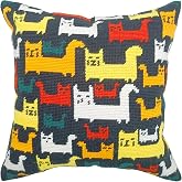 Howie's Needlepoint Needlepoint Kits for Adults, Pillow Front Cross Stitch Kit with Embroidery Pattern on Canvas, Yarn, 2 Needles and Instruction, 16 x 16inch(Cat Party)