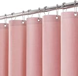 Linen Look Shower Curtain 182x182cm Pink with Metal Hooks