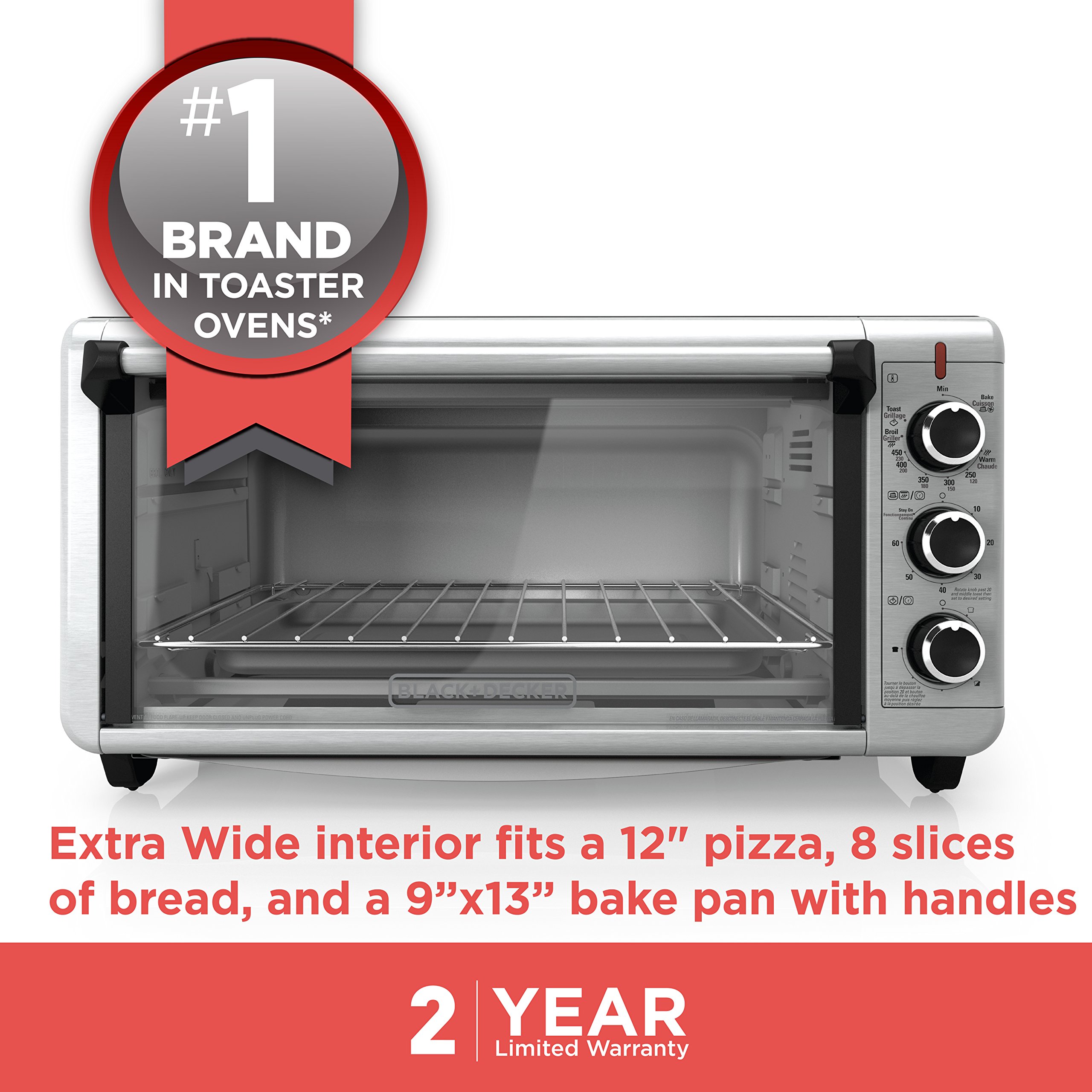 BLACK+DECKER 8Slice ExtraWide Countertop Convection Toaster Oven