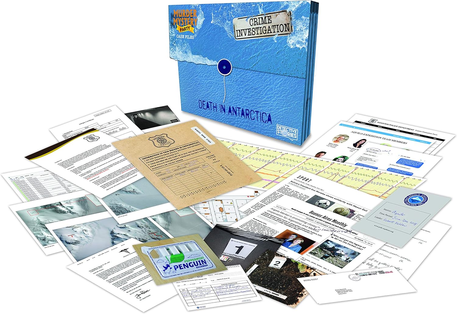 Murder Mystery Party Case Files: Death in Antarctica Mystery Detective Case File Game for 1 or More Players Ages 14 and Up from University Games