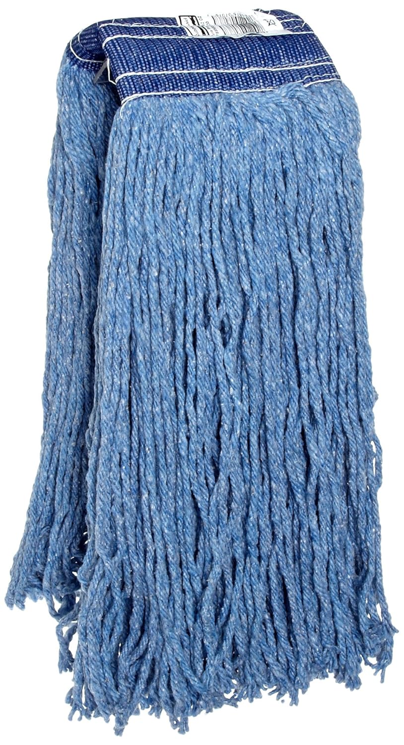 Rubbermaid FGF55900 Premium Cut-End Blend Mop, 32 oz Size, 5" Orange Headband, Blue