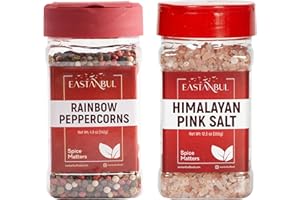 EASTANBUL Salt and Pepper for Grinder Refill, Rainbow Peppercorns Whole 4.9oz + Pink Himalayan Salt 12.3oz, Rainbow Peppercorns for Grinder Refill, Natural Himalayan Pink, Spice Buddies Series