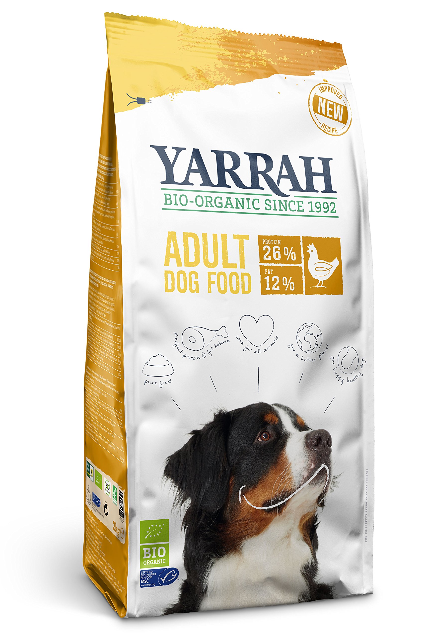YARRAH Nutritious Organic Dry Dog Food - For All Adult Dogs | Exquisite Organic Chunks with Chicken, 10kg | 100% Organic & Free from Artificial Additives
