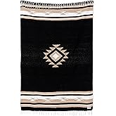 Black Mexican Blanket by Laguna Beach Textile Co - Beach, Yoga, Camping, or Decorative Throw Blanket - Traditional Handmade Serape - Black Baja