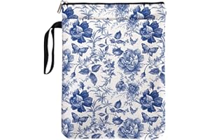 PALASARKAAA Blue and White Porcelain Vintage Chinoiserie Printing Book Lovers Gifts Book Sleeve for Women Grandma Readers Librarian with Handled Waterproof BookCover Case Book Club Gifts Book Accessories